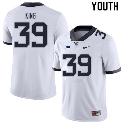 Youth West Virginia Mountaineers NCAA #39 Danny King White Authentic Nike Stitched College Football Jersey WM15L40UZ